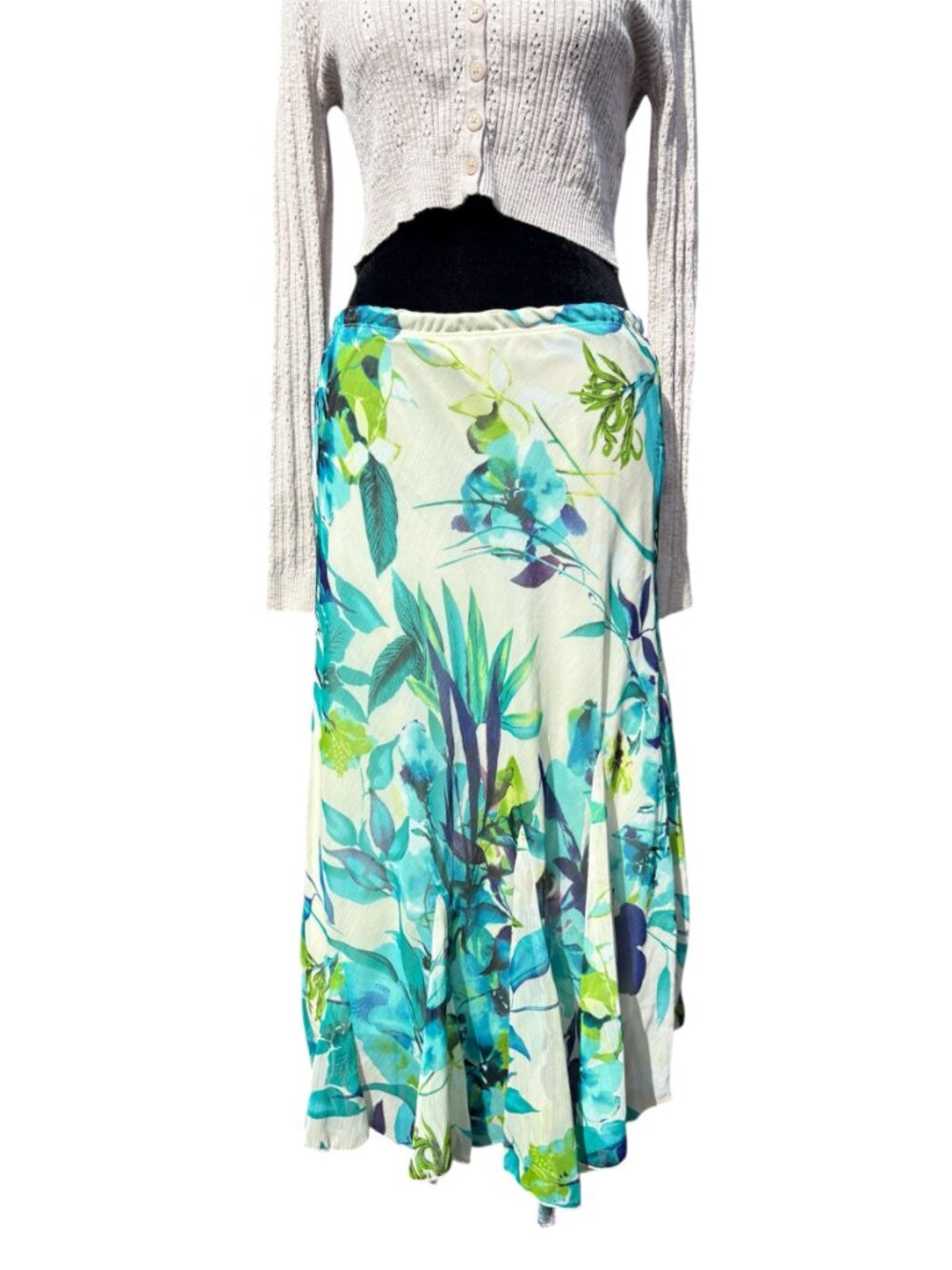 Notations Y2K floral hanky‎ hem midi skirt forest fairy fairycore whimsy
